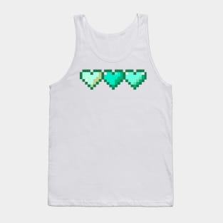 Teal Row of Hearts Pixel Art Tank Top